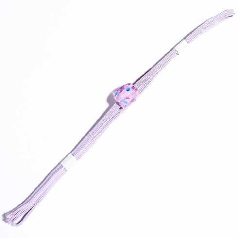 帯締め リサイクル カジュアル パープル 正絹 新品・未使用品 ガラスの帯留め付き 二分紐