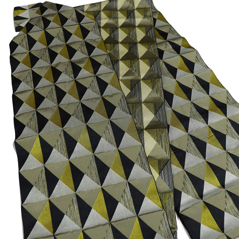 名古屋帯 リサイクル 帯丈368cm 全通 八寸 鱗柄 多色 Mサイズ ポリエステル Sランク カジュアル お洒落