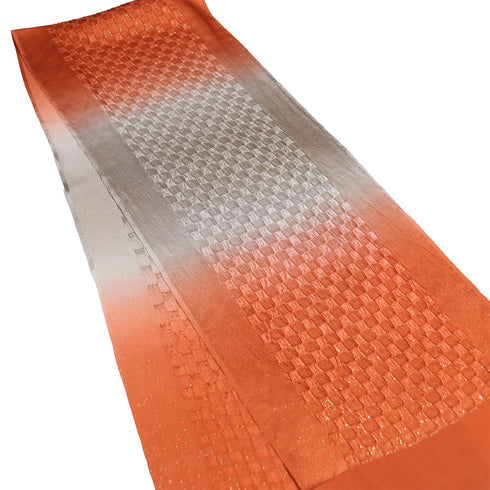 帯締め・帯揚げセット 手組紐 ちりめん オレンジ 正絹 新品・未使用品 ぼかし