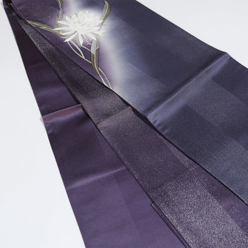 袋帯 リサイクル 帯丈484cm ポイント柄 月下美人柄 ぼかし パープル LLサイズ 正絹 Sランク お洒落