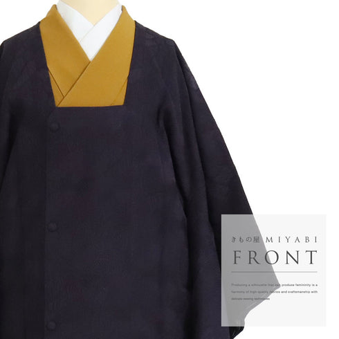 道行コート リサイクル 身丈86.7cm 裄65.6cm 袷 ふくれ織り ショール付き パープル Mサイズ お洒落 しつけ糸 正絹 Sランク