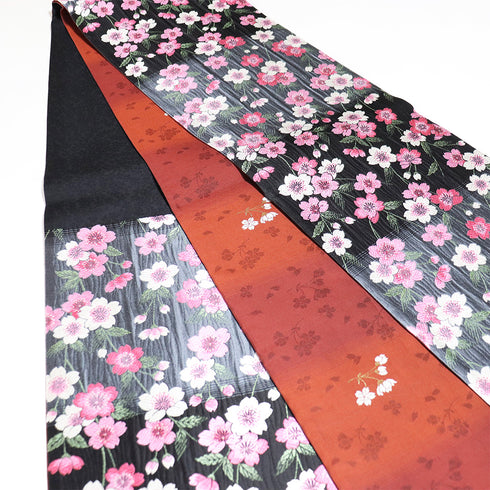 袋帯 リサイクル 帯丈456cm 六通 夜桜柄 ぼかし ブラック Lサイズ 正絹 Sランク フォーマル お洒落