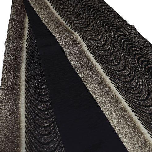 袋帯 リサイクル 帯丈510cm 全通 たたき 幾何学柄 菊樹染 ブラウン LLサイズ 正絹 新品・未使用品 お洒落