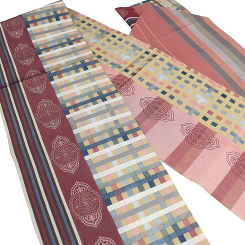 名古屋帯 リサイクル 帯丈355cm 六通 縦縞柄や格子柄 多色 Sサイズ 正絹 Sランク お洒落 カジュアル