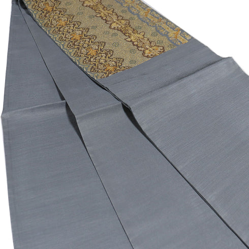 袋帯 リサイクル 帯丈442cm ポイント柄 縦縞柄 グレー Mサイズ 正絹 新品・未使用品 セミフォーマル お洒落