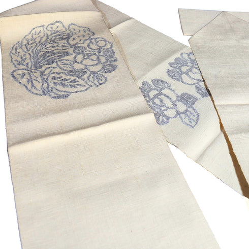 名古屋帯 リサイクル 帯丈364cm ポイント柄 花丸 八寸 アイボリー Mサイズ 正絹 Sランク お洒落 カジュアル