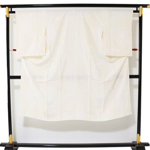 長襦袢 リサイクル 長襦袢 身丈128.7cm 裄64.8cm 袷 蝶に桜模様の地紋 ベージュ Mサイズ しつけ糸 正絹 Aランク