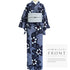 浴衣 リサイクル 夏着物 身丈155.8cm 裄64.4cm 夏物 絞り 花柄 ネイビー Mサイズ カジュアル 木綿 洗える着物 バチ衿 Sランク