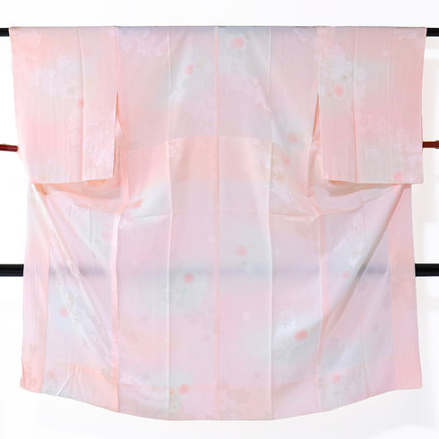 長襦袢 リサイクル 長襦袢 身丈124.8cm 裄62.4cm 袷 居敷当て付き 地紋 ピンク SSサイズ 不明 袖無双 Sランク