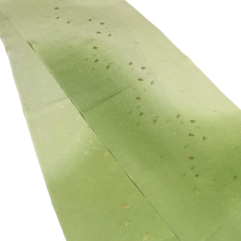 帯締め・帯揚げセット リサイクル お洒落 平組紐 グリーン 正絹 Sランク ぼかし 花びら