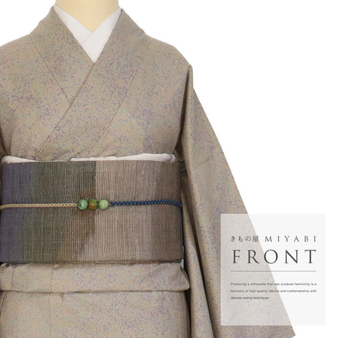 訪問着 リサイクル 身丈164cm 裄66.2cm 袷 たたき染め柄 パールトーン加工 紬 裾ボカシ 多色 Lサイズ お洒落 正絹 広衿 Sランク