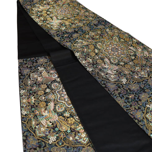 袋帯 リサイクル 帯丈440cm 六通 華紋 鳳凰 ゴールド Mサイズ 正絹 Sランク セミフォーマル フォーマル