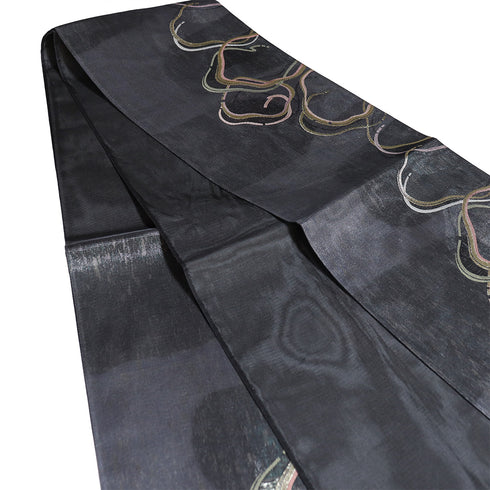 袋帯 リサイクル 帯丈436cm 六通 夏用 ブラック Mサイズ 正絹 Sランク お洒落