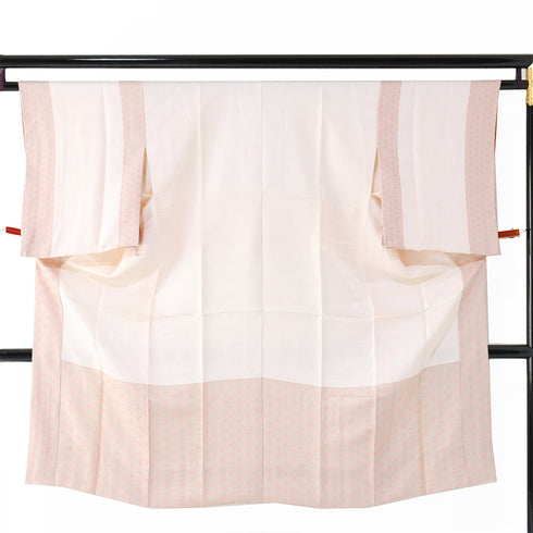 長襦袢 リサイクル 長襦袢 身丈120.2cm 裄64.4cm 袷 麻の葉柄 地紋 ピンク Sサイズ カジュアル お洒落 正絹 Sランク