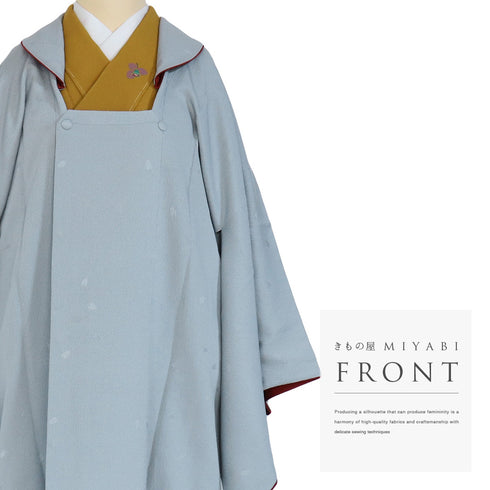 道行コート リサイクル 身丈100.5cm 裄66cm 袷 花びらの地紋 ブルー Mサイズ カジュアル お洒落 正絹 Sランク