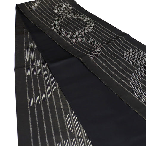 袋帯 リサイクル 帯丈440cm 全通 縞や丸柄 ブラック Mサイズ 正絹 新品・未使用品 お洒落