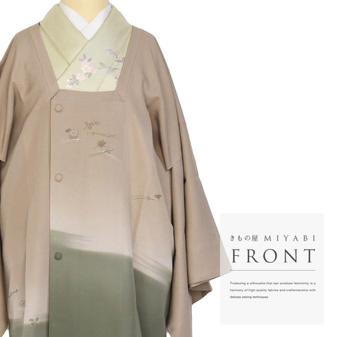 道行コート リサイクル 身丈102cm 裄67.6cm 袷 絵羽ロングコート 吹き寄せ柄 箔 多色 Lサイズ お洒落 正絹 Sランク