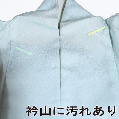 付下げ リサイクル 身丈160.8cm 裄62.4cm 袷 花籠柄 ブルー Lサイズ セミフォーマル 落款 正絹 広衿 Aランク