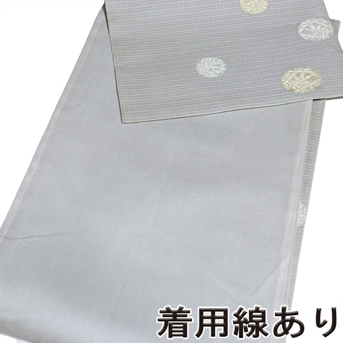 袋帯 リサイクル 帯丈442cm 六通 夏物 鞠柄 グレー Mサイズ 正絹 Sランク お洒落 カジュアル