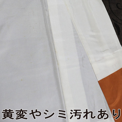 大島紬 リサイクル 身丈166cm 裄66.4cm 袷 流水柄 ブラウン LLサイズ カジュアル お洒落 正絹 広衿 Bランク