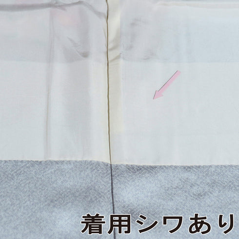 訪問着 リサイクル 身丈157.5cm 裄64.8cm 袷 道長取り 花柄 箔加工 ブルー Mサイズ セミフォーマル 正絹 広衿 Sランク