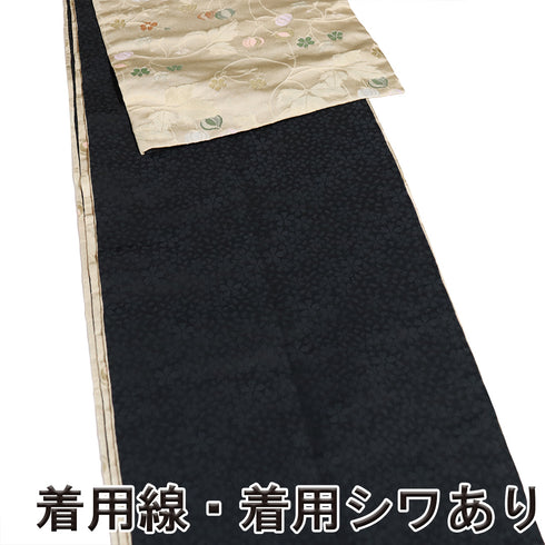 京袋帯 リサイクル 帯丈380cm 全通 小花に植物柄 ベージュ Lサイズ ポリエステル Sランク お洒落 カジュアル