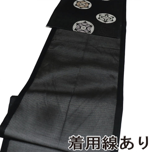 袋帯 リサイクル 帯丈444cm 六通 有職文様 夏物 ブラック Mサイズ 正絹 Sランク お洒落