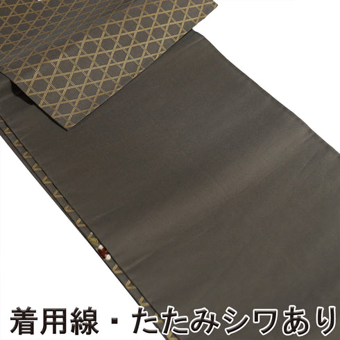 袋帯 リサイクル 帯丈430cm 六通 花柄 刺繍 グレー Sサイズ 正絹 Sランク お洒落