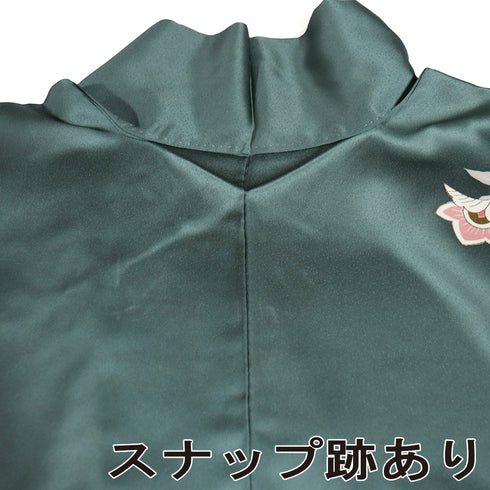 訪問着 リサイクル 身丈155cm 裄65.2cm 袷 花唐草柄 金駒刺繍 箔 グリーン Sサイズ セミフォーマル お洒落 正絹 広衿 Bランク