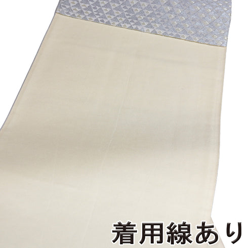 袋帯 リサイクル 帯丈438cm 六通 ボーダー柄 雪輪柄 ベージュ Mサイズ 正絹 Sランク お洒落 (コピー)