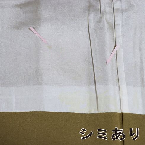 訪問着 リサイクル 身丈167cm 裄69.2cm 袷 後絞り加工あり 辻ヶ花調 箔 ブラウン LLサイズ お洒落 正絹 広衿 Aランク