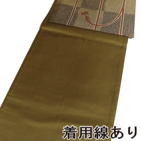 袋帯 リサイクル 帯丈442cm 六通 紐に幾何学柄 ブラウン Mサイズ 正絹 Sランク お洒落