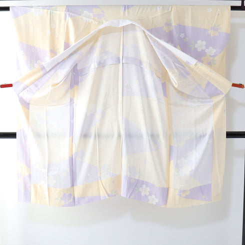 長襦袢 リサイクル 長襦袢 身丈120.8cm 裄62.6cm 袷 桜柄 多色 Sサイズ お洒落 正絹 袖無双 Sランク