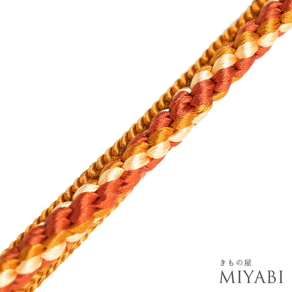 帯締め カジュアル 手組紐 イエロー 正絹 新品・未使用品