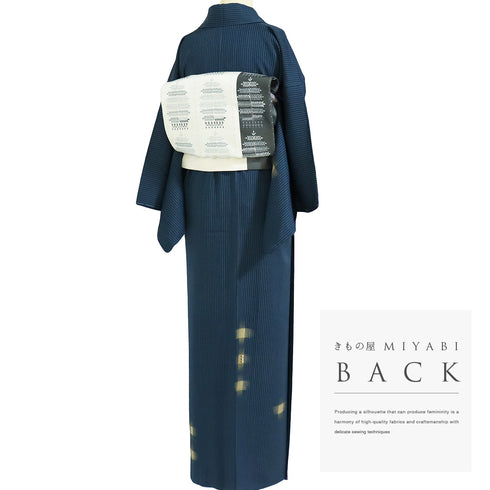 訪問着 リサイクル 身丈157.5cm 裄64.2cm 袷 地紋 刺繍 箔 岩井流家元岩井友見 ブルー Mサイズ お洒落 正絹 広衿 Sランク