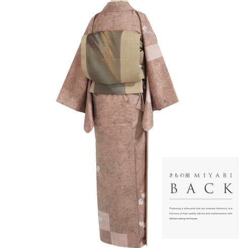 訪問着 リサイクル 身丈160cm 裄65.8cm 袷 紬 伝統工芸品 上代絵抜御召 さくらつむぎ ゆったりサイズ 地紋 ベージュ Mサイズ お洒落 証紙 正絹 広衿 Sランク