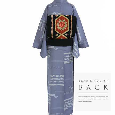 小紋 リサイクル 身丈159.5cm 裄64.8cm 袷 たたき模様 パープル Mサイズ お洒落 カジュアル 正絹 広衿 Sランク