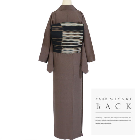 江戸小紋 リサイクル 身丈149.8cm 裄63.6cm 袷 うろこ柄 ブラウン SSサイズ お洒落 正絹 広衿 Sランク