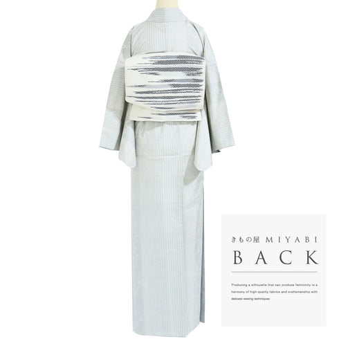 大島紬 リサイクル 身丈160.5cm 裄65.6cm 袷 白大島 縞模様 蔓草柄 ホワイト Lサイズ お洒落 カジュアル 証紙 正絹 広衿 Sランク