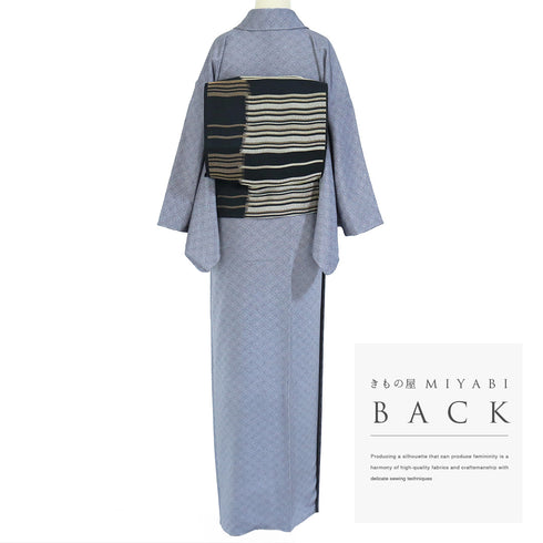 江戸小紋 リサイクル 身丈163.5cm 裄66.4cm 袷 伊勢型紙柄 二代目六谷梅軒彫刻 グレー Lサイズ お洒落 正絹 広衿 Sランク