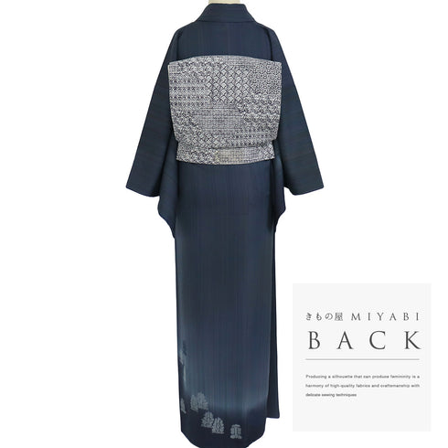 訪問着 リサイクル 身丈153.7cm 裄64cm 袷 縞模様 刺繍 ボカシ柄 藤林徳扇作 多色 Sサイズ お洒落 正絹 広衿 Sランク