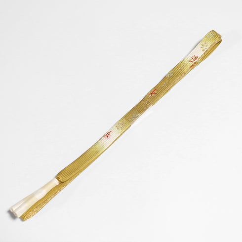 帯締め・帯揚げセット リサイクル お洒落 平組紐 オレンジ 正絹 新品・未使用品