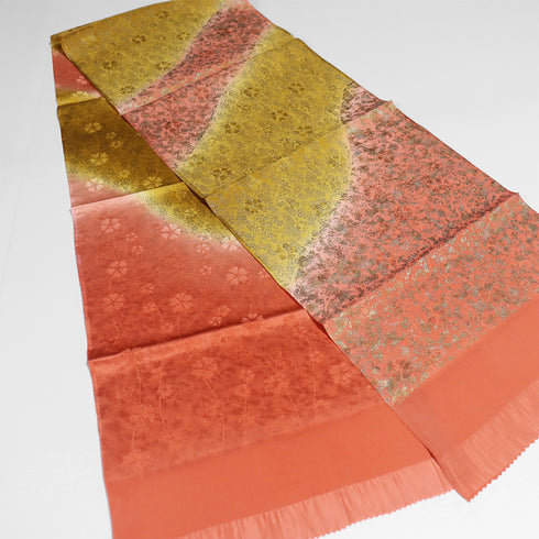 帯締め・帯揚げセット リサイクル お洒落 平組紐 オレンジ 正絹 新品・未使用品