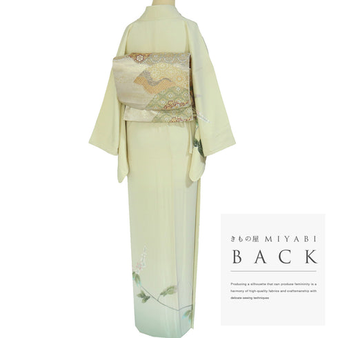 訪問着 リサイクル 身丈163.2cm 裄65.2cm 袷 加賀友禅 華の調べ 青木たか子作 アイボリー Lサイズ セミフォーマル お洒落 正絹 広衿 Sランク