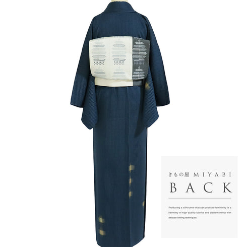 訪問着 リサイクル 身丈157.5cm 裄64.2cm 袷 地紋 刺繍 箔 岩井流家元岩井友見 ブルー Mサイズ お洒落 正絹 広衿 Sランク