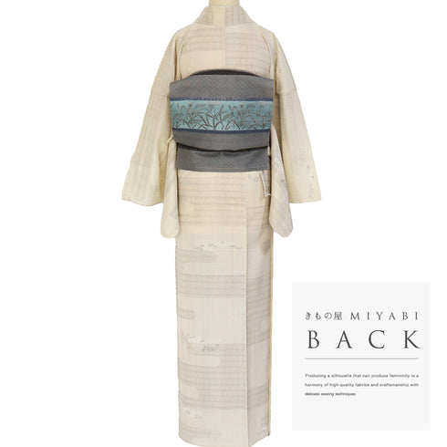 小紋 リサイクル 夏着物 身丈173.3cm 裄70.4cm 夏物 小花 エ霞 薄物 ベージュ LLサイズ カジュアル 不明 広衿 Aランク