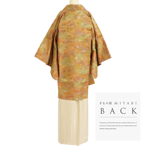 道中着 リサイクル 身丈93cm 裄63.6cm 袷 松竹梅柄 オレンジ Sサイズ お洒落 不明 Sランク