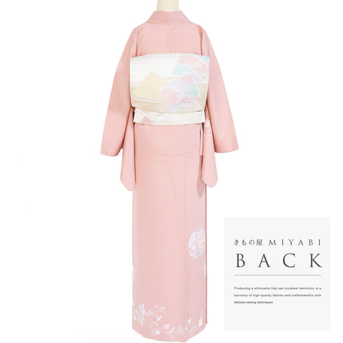 訪問着 リサイクル 身丈164cm 裄68cm 袷 花丸や花唐草柄 ピンク Lサイズ セミフォーマル お洒落 正絹 広衿 Sランク