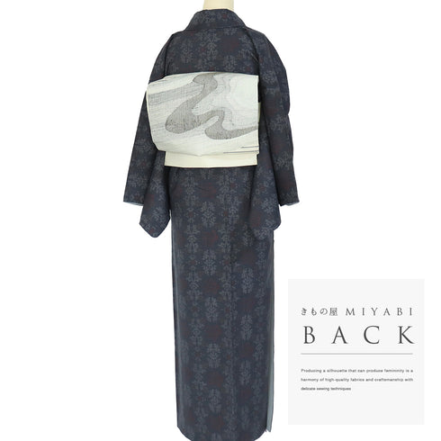 紬 リサイクル 身丈154.6cm 裄64.8cm 袷 ネイビー Sサイズ お洒落 カジュアル 正絹 広衿 Sランク