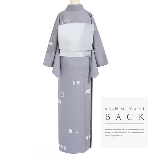 紬 リサイクル 身丈162cm 裄65.2cm 袷 デザイン模様 グレー Lサイズ お洒落 カジュアル 証紙 しつけ糸 正絹 広衿 Sランク